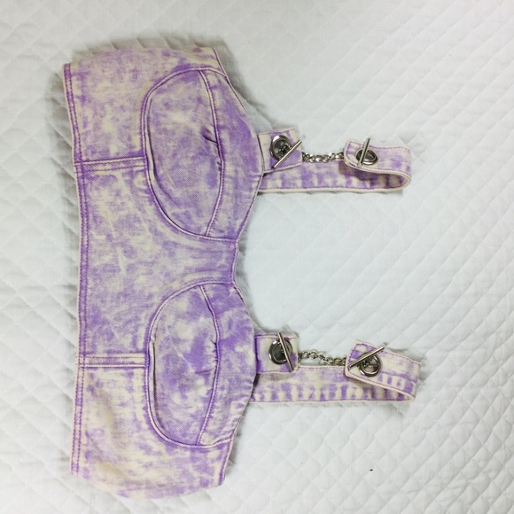 Liquor n Poker Denim acid wash crop top - Picture 2 of 9